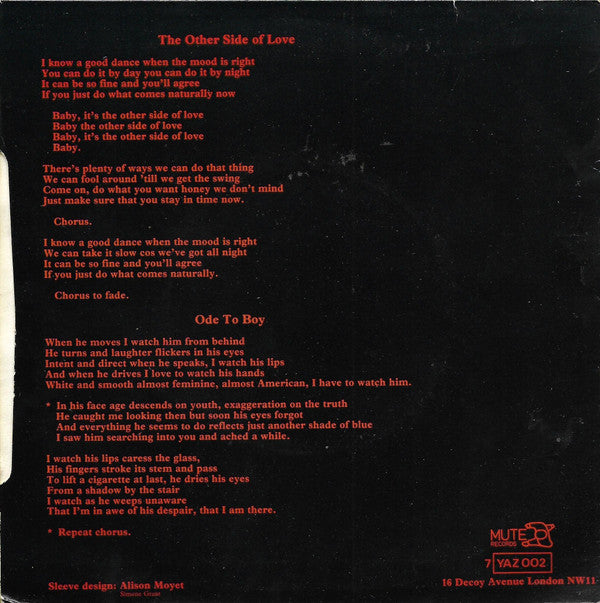 Yazoo : The Other Side Of Love (7", Single, Bil)