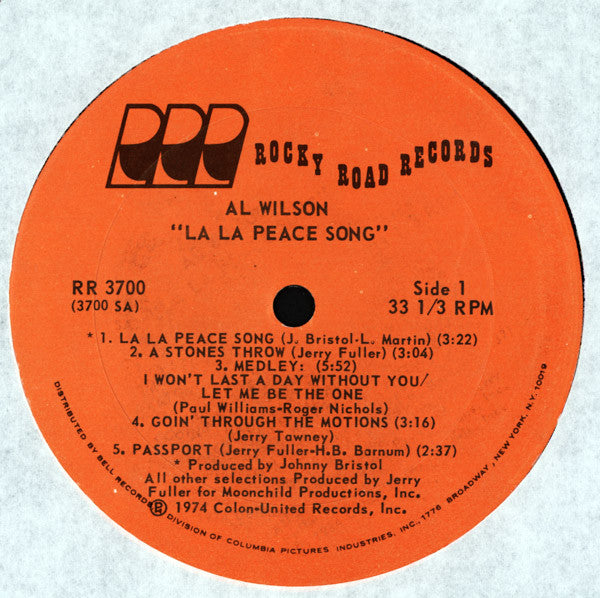Al Wilson : La La Peace Song (LP, Album, PRC)