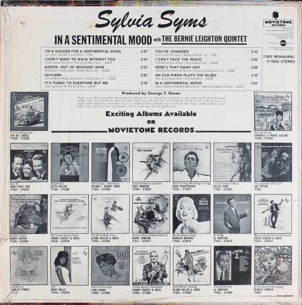 Sylvia Syms : In A Sentimental Mood (LP, Mono)