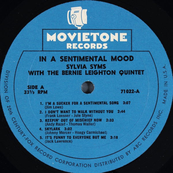 Sylvia Syms : In A Sentimental Mood (LP, Mono)
