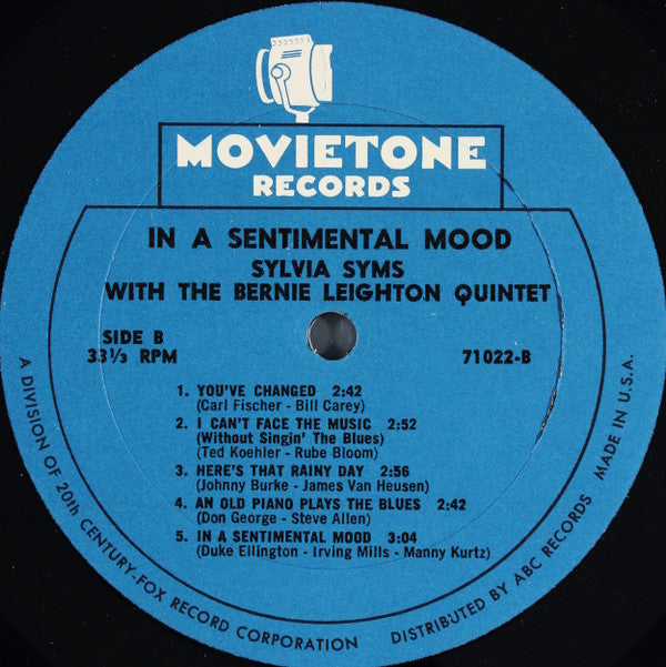 Sylvia Syms : In A Sentimental Mood (LP, Mono)