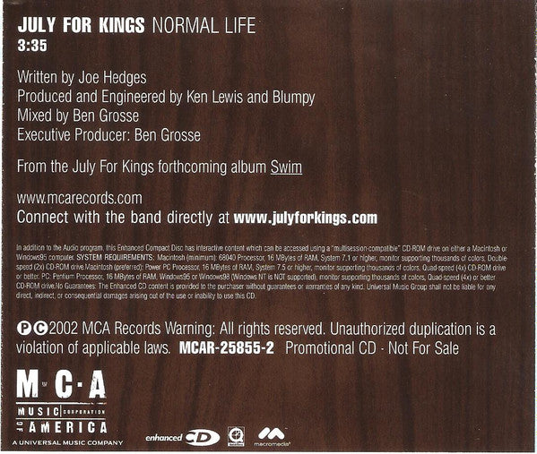 July For Kings : Normal Life (CD, Single, Enh, Promo)