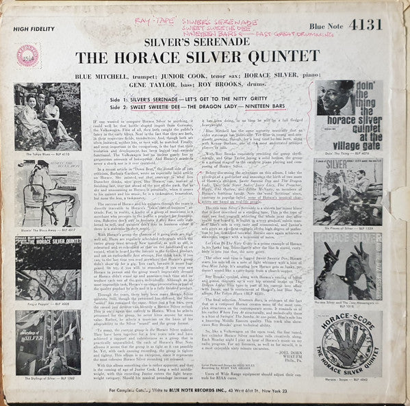 The Horace Silver Quintet : Silver's Serenade (LP, Album, Mono, RP)