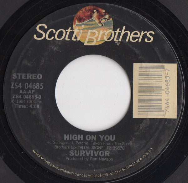 Survivor : High On You (7", Single, Styrene, Car)