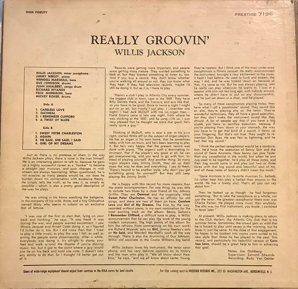 Willis Jackson : Really Groovin' (LP, Album, Mono)