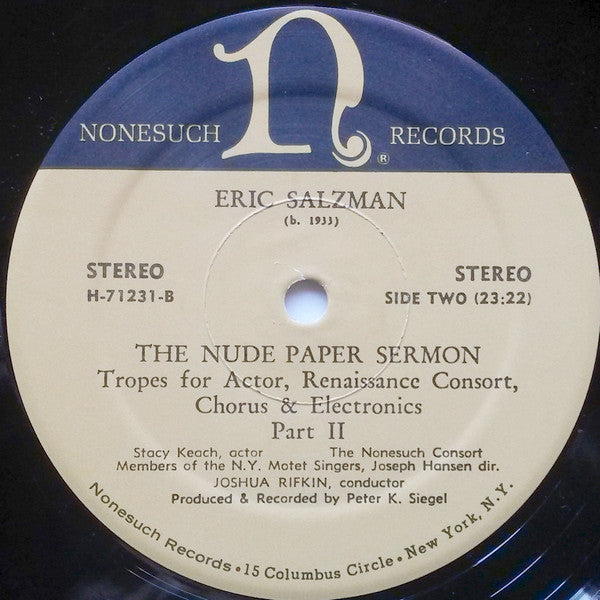 Eric Salzman : The Nude Paper Sermon (LP, Album)