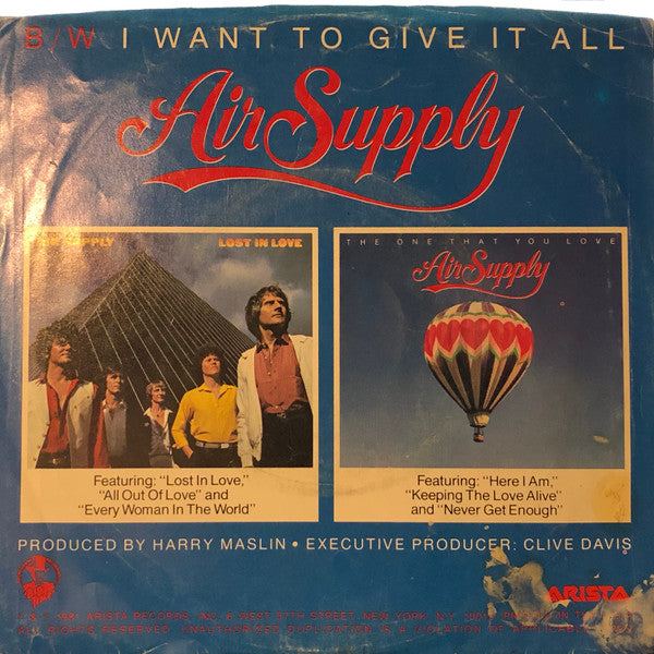Air Supply : The One That You Love (7", Single)