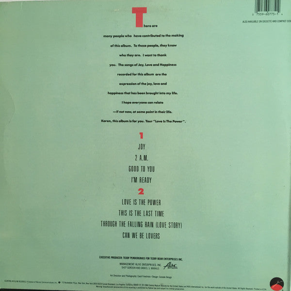 Teddy Pendergrass : Joy (LP, Album, Promo, Spe)