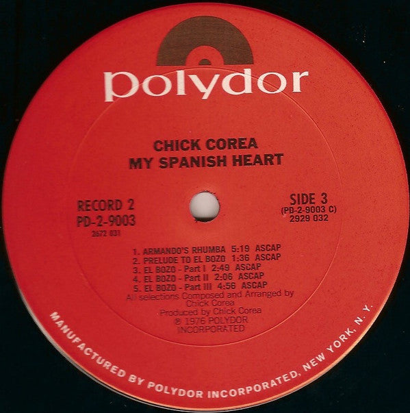 Chick Corea : My Spanish Heart (2xLP, Album, Pit)