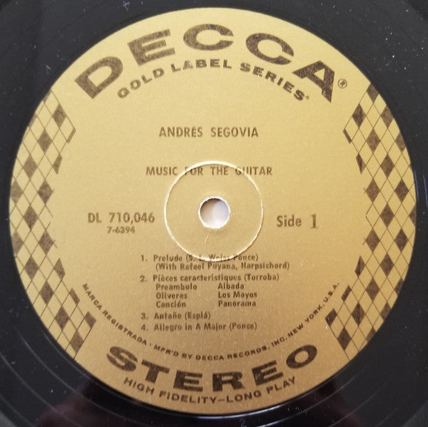 Andrés Segovia : Guitar Solos (LP, RP, Hig)