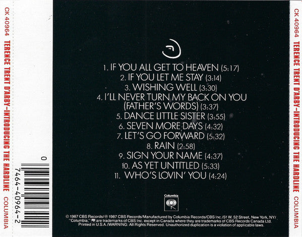 Terence Trent D'Arby : Introducing The Hardline According To Terence Trent D'Arby (CD, Album, RP, Pit)