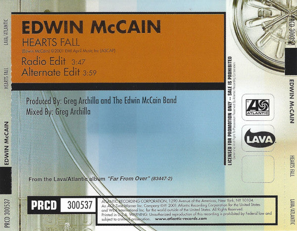 Edwin McCain : Hearts Fall (CD, Single, Promo)