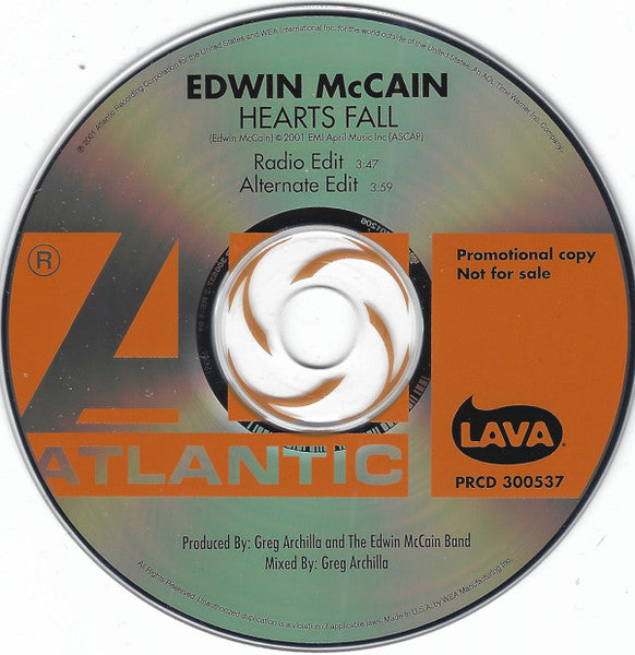 Edwin McCain : Hearts Fall (CD, Single, Promo)