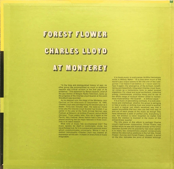 Charles Lloyd : Forest Flower (LP, Album, Mono, Gat)