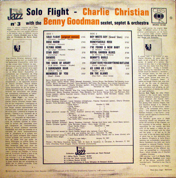 Charlie Christian, Benny Goodman Sextet, Benny Goodman Septet, Benny Goodman And His Orchestra : Solo Flight - Charlie Christian With The Benny Goodman Sextet, Septet And Orchestra Vol.2 (LP, Comp, Mono)