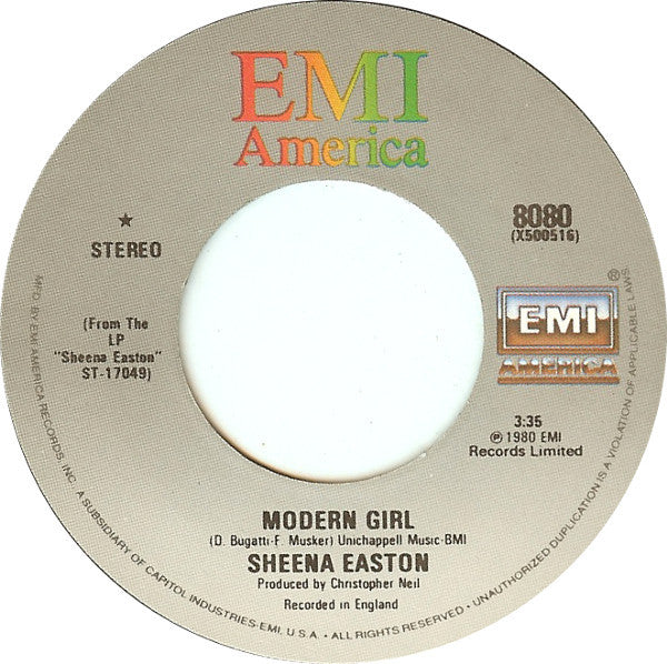 Sheena Easton : Modern Girl (7", Single, Win)
