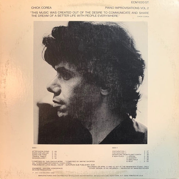 Chick Corea : Piano Improvisations, Vol. 2 (LP, Album)