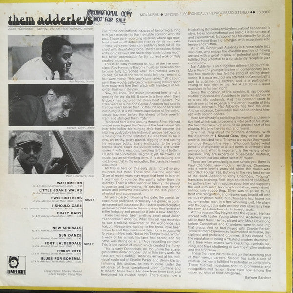 Cannonball Adderley And Nat Adderley : Them Adderleys (LP, Album, Mono, Promo, RE)