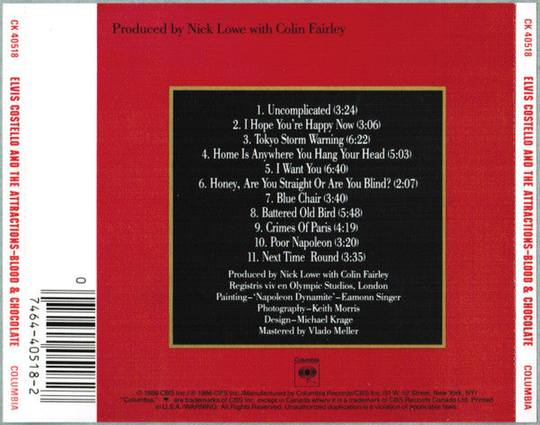 Elvis Costello & The Attractions : Blood & Chocolate (CD, Album)