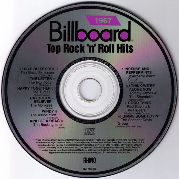 Various : Billboard Top Rock'N'Roll Hits - 1967 (CD, Comp)