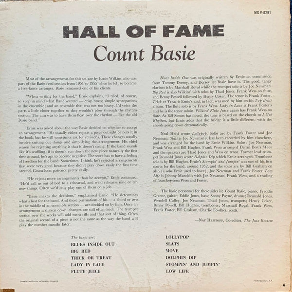 Count Basie : Hall Of Fame (LP, Album, Mono, Hol)