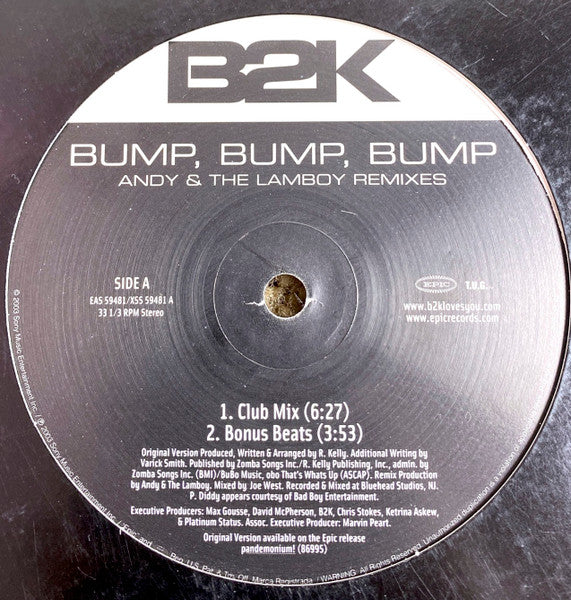 B2K : Bump, Bump, Bump (Andy & The Lamboy Remixes) (12", Promo)