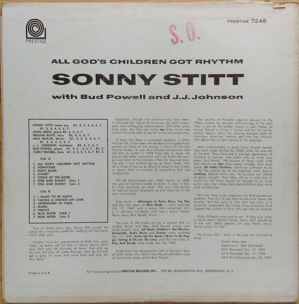 Sonny Stitt / Bud Powell / J.J. Johnson : All God's Children Got Rhythm (LP, Album, Comp)