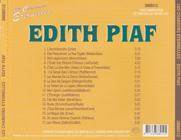 Edith Piaf : Les Chansons Éternelles (CD, Comp)