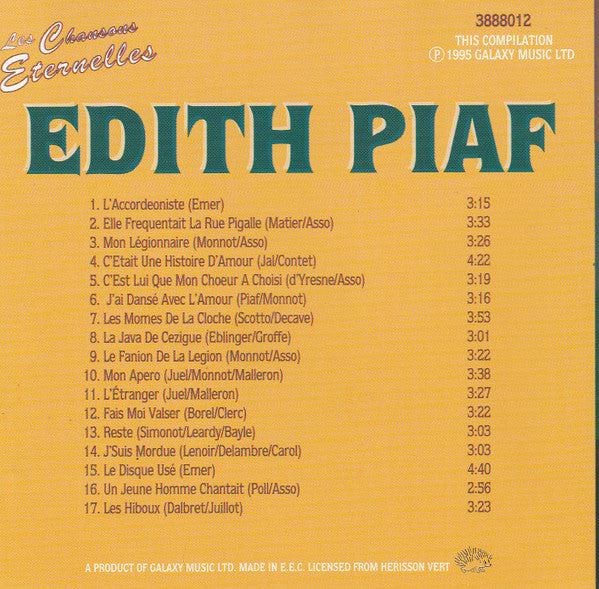 Edith Piaf : Les Chansons Éternelles (CD, Comp)