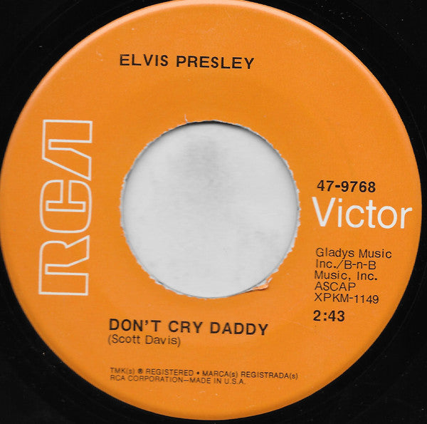 Elvis Presley : Don't Cry Daddy / Rubberneckin' (7", Hol)