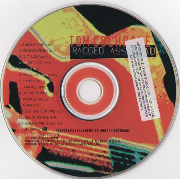 Tom Cochrane : Ragged Ass Road (CD, Album, Promo)