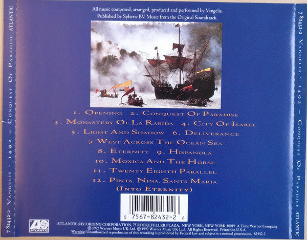 Vangelis : 1492 – Conquest Of Paradise (Music From The Original Soundtrack) (CD, Album)