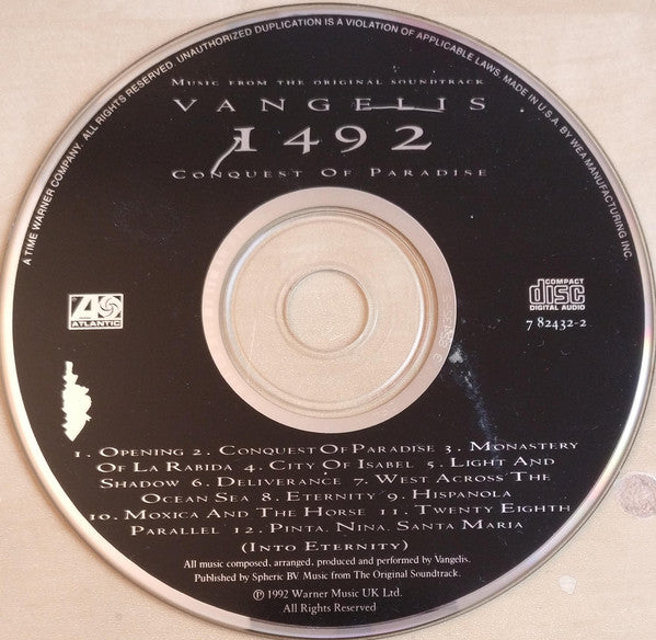 Vangelis : 1492 – Conquest Of Paradise (Music From The Original Soundtrack) (CD, Album)