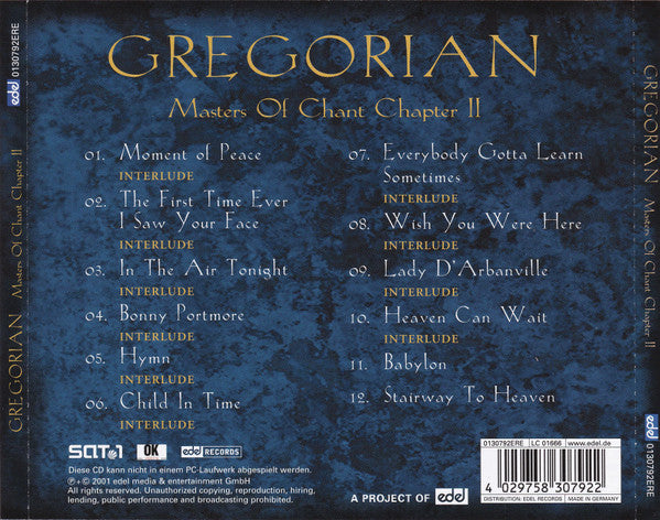 Gregorian : Masters Of Chant Chapter II (CD, Album)