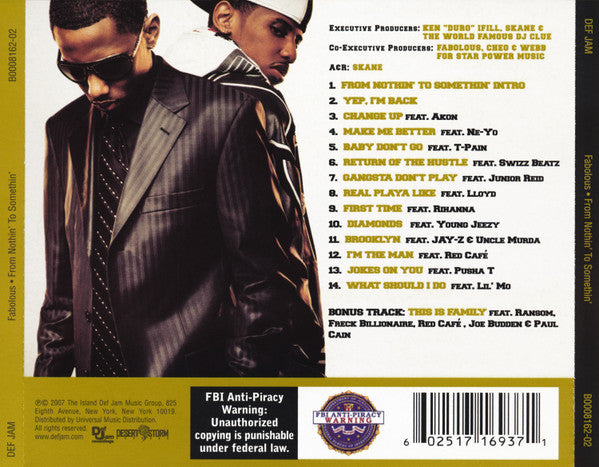 Fabolous : From Nothin' To Somethin' (CD, Album)