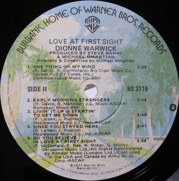 Dionne Warwick : Love At First Sight (LP, Album, Win)