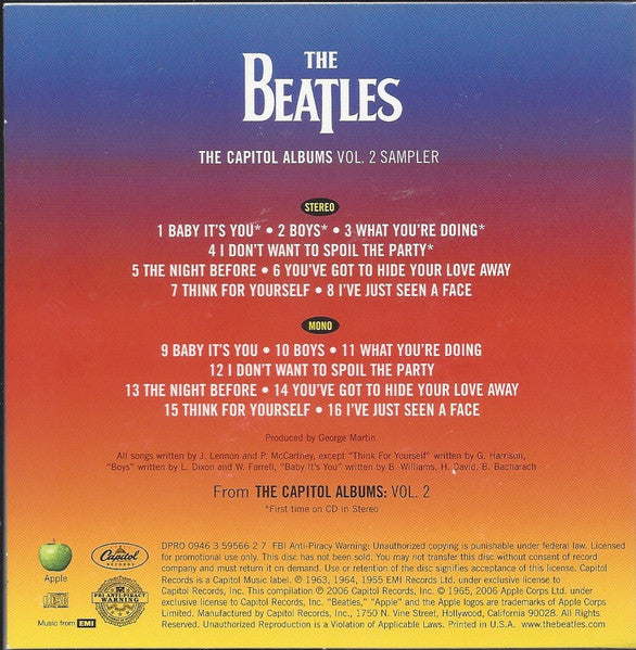 The Beatles : The Capitol Albums Vol. 2 Sampler (CD, Comp, Mono, Promo, Smplr)