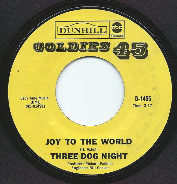 Three Dog Night : Joy To The World (7", RE)