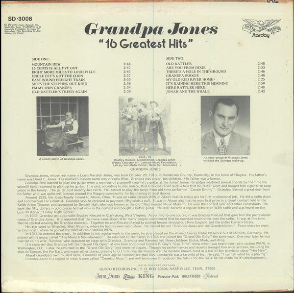 Grandpa Jones : 16 Greatest Hits (LP, Comp)