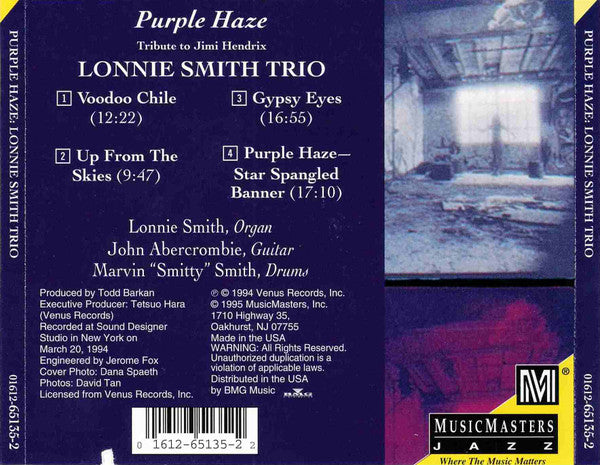 The Lonnie Smith = John Abercrombie Trio : Purple Haze (Tribute To Jimi Hendrix) (CD, Album)