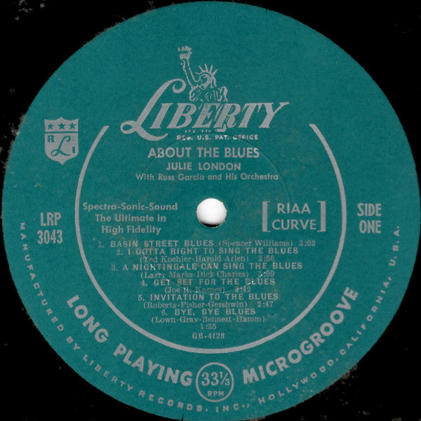 Julie London : About The Blues (LP, Album, Mono, Scr)