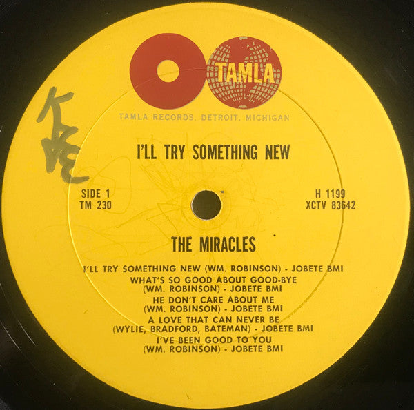 The Miracles : I'll Try Something New (LP, Album, Mono, Yel)