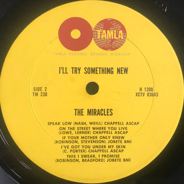 The Miracles : I'll Try Something New (LP, Album, Mono, Yel)