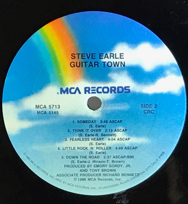 Steve Earle : Guitar Town (LP, Album, Club, Col)