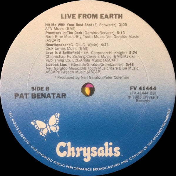 Benatar* : Live From Earth (LP, Album, PRC)