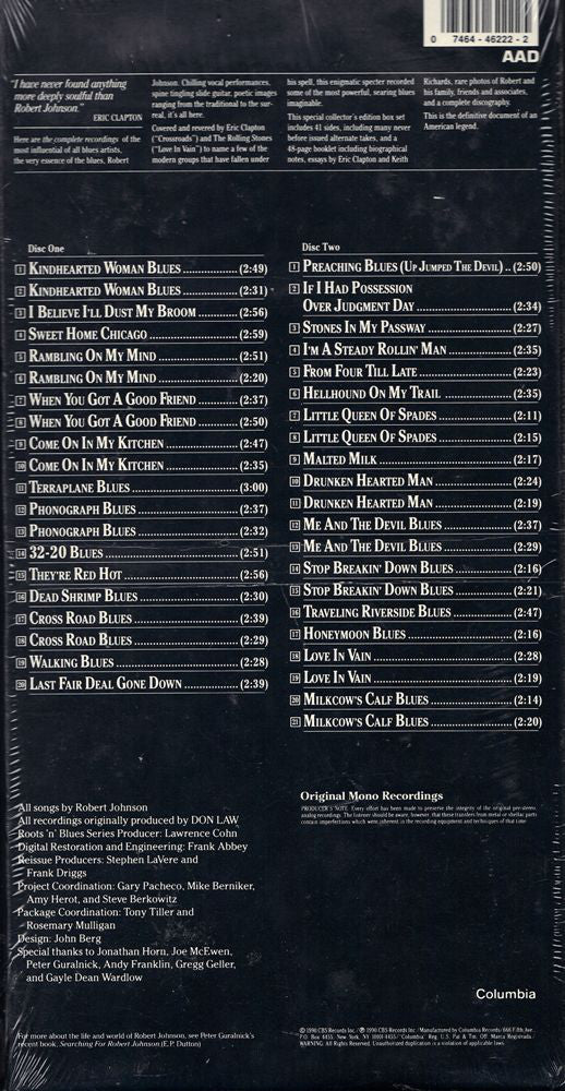 Robert Johnson : The Complete Recordings (2xCD, Comp, Mono, Pit + Box)