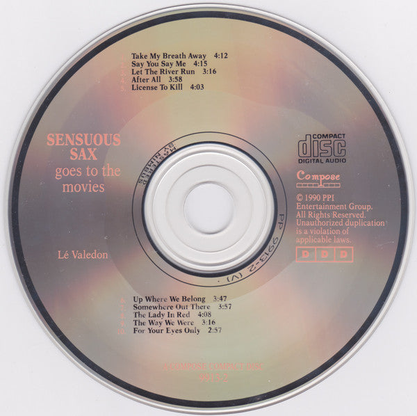 Lé Valedon* : Sensuous Sax Goes To The Movies (CD, Album)