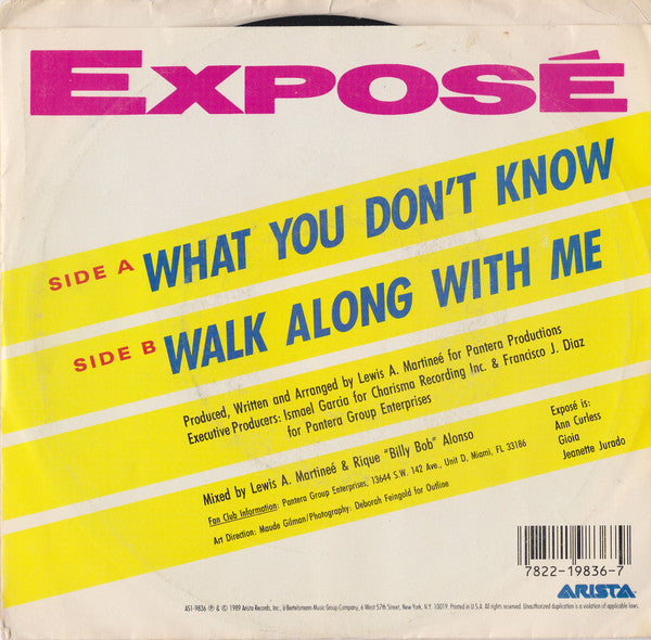 Exposé : What You Don't Know (7", Single, Styrene, All)