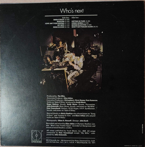 The Who : Who's Next (LP, Album, RP, Glo)