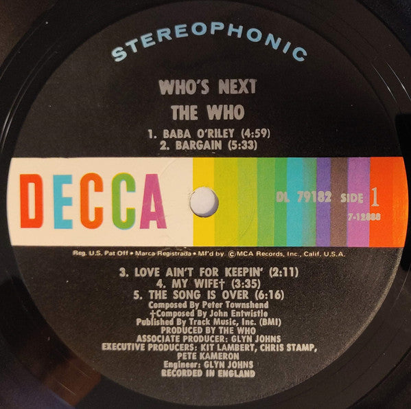 The Who : Who's Next (LP, Album, RP, Glo)